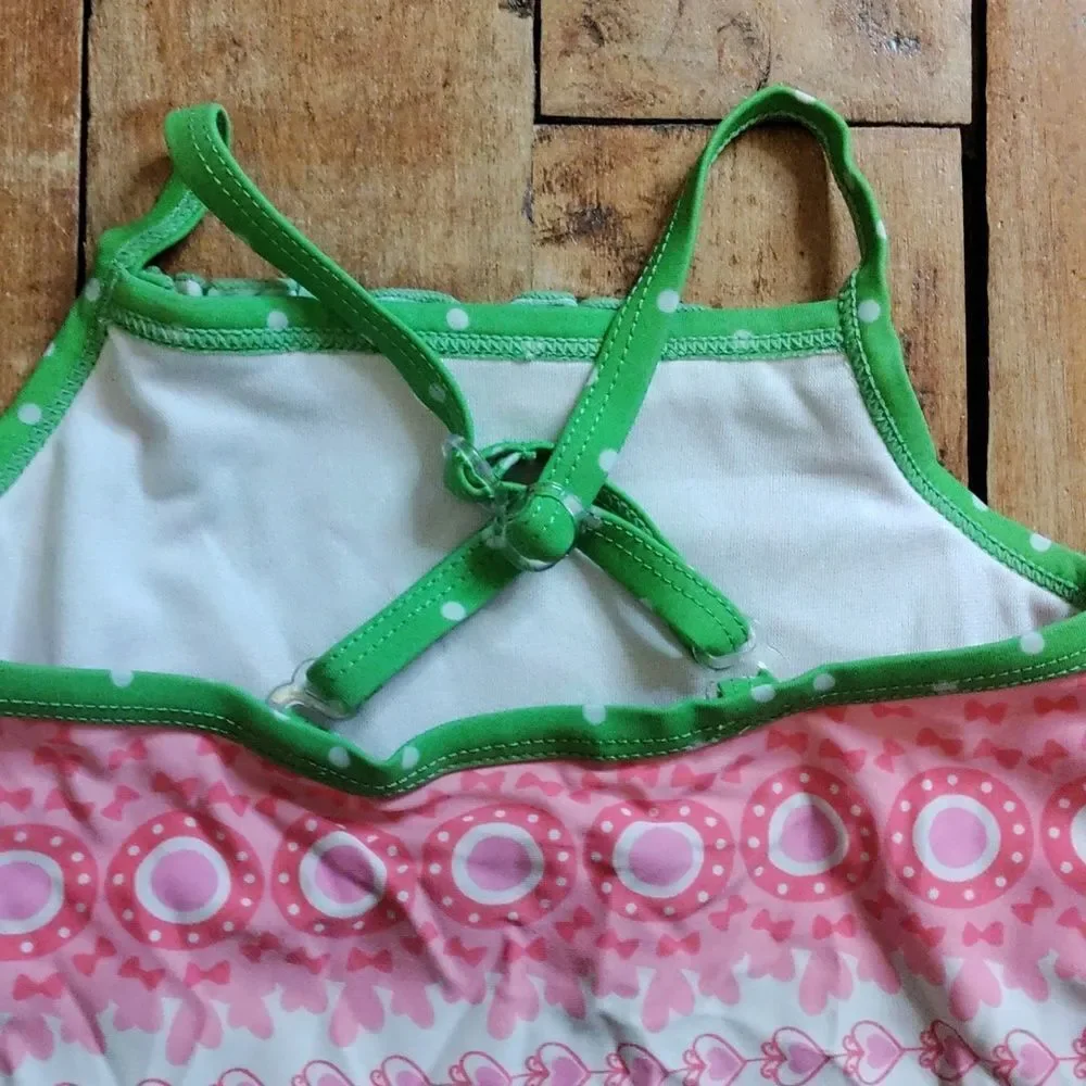 Floatimini Tankini 3T Pink Green Summer Swim Top Adjustable Straps